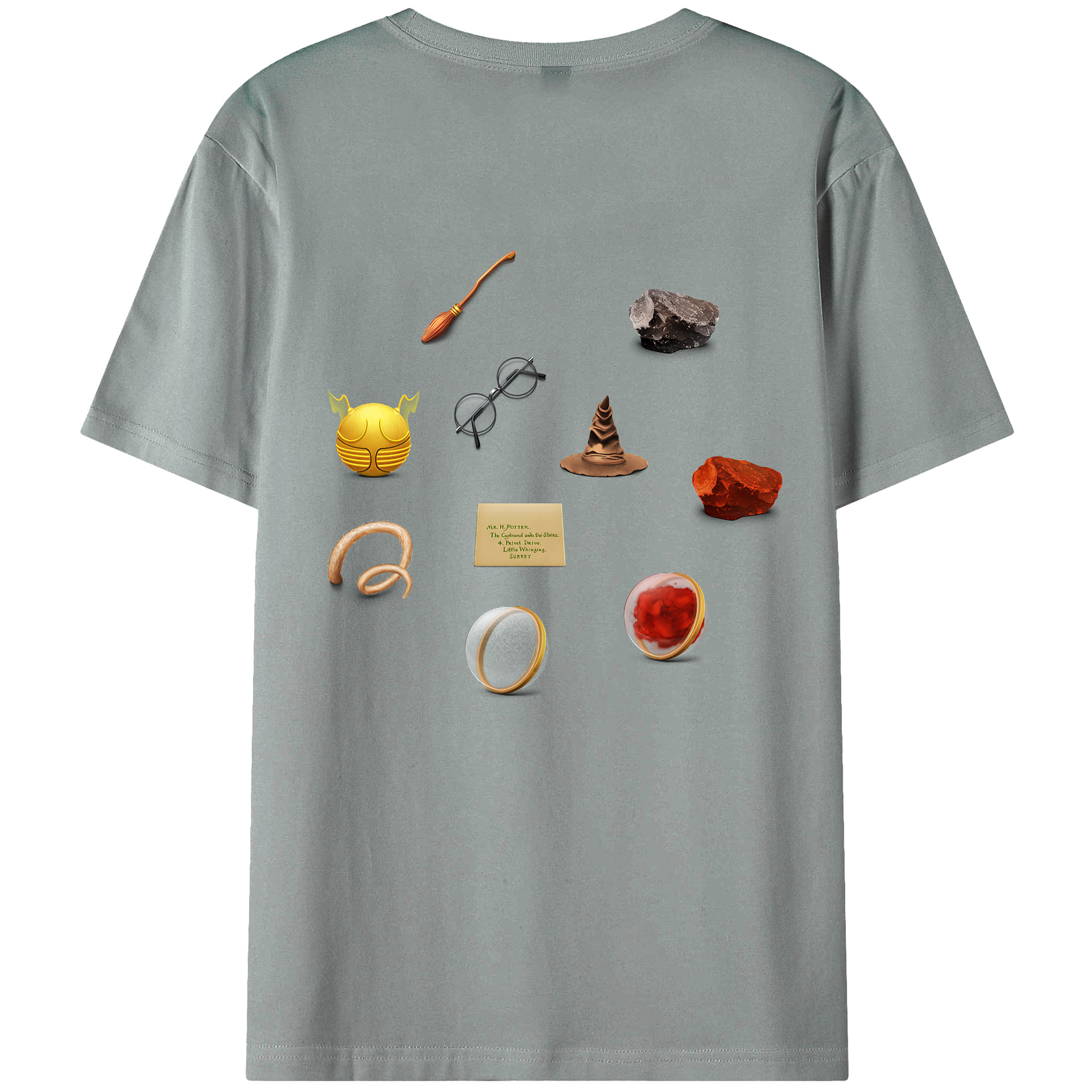 （画像用） Harry Potter ハリー・ポッターシリーズ 綿100％ メンズ半袖Tシャツ（バックプリント） 通気性